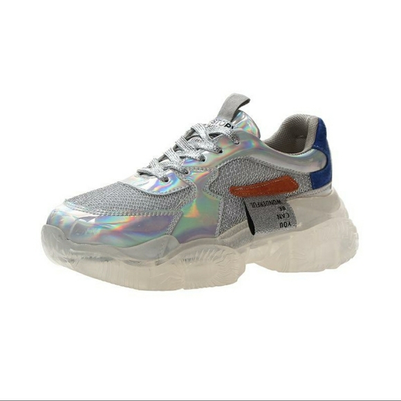 Ladies Transparent Mesh Crystal Sneakers - Picture 4 of 10